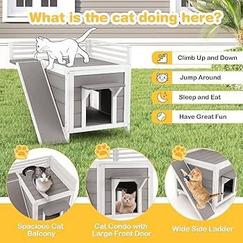 Amazon.com : Tangkula 2-Story Outdoor Cat House, Feral Kitty